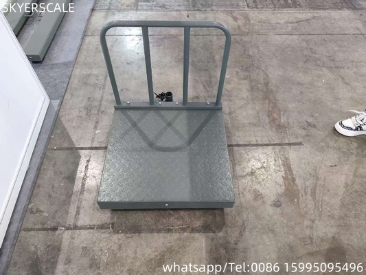 Ψηφιακό χάλυβα άνθρακα 500x500mm 300kg Κλίμακα πλατφόρμας με πλάκα ελέγχου και πίσω κάγκελο