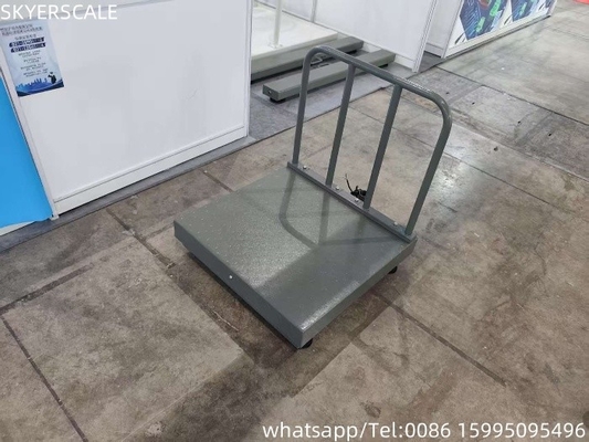Ψηφιακό χάλυβα άνθρακα 500x500mm 300kg Κλίμακα πλατφόρμας με πλάκα ελέγχου και πίσω κάγκελο